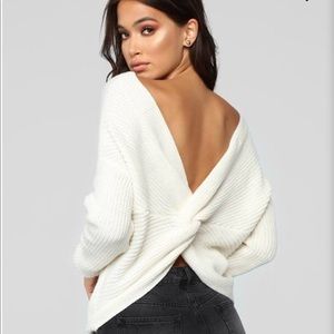 grey twisted knot sweater